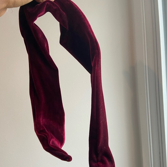 American Apparel Red Velvet Wrap Tie Waist Top - Picture 6 of 6